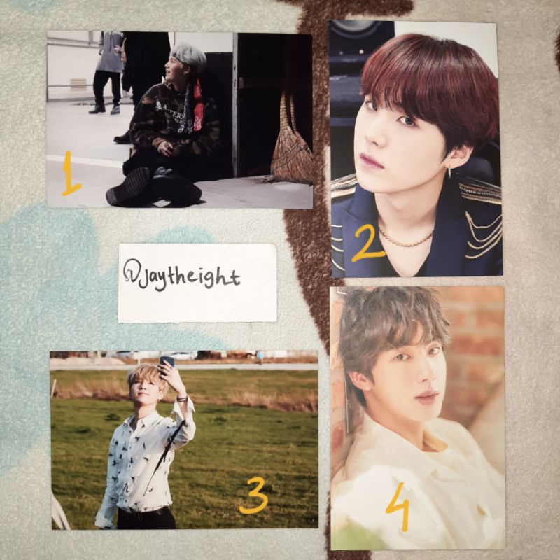 BTS SUGA JIN OFFICIAL POSTCARD SYS , ONEUL , LIVE PHOTO ONEUL