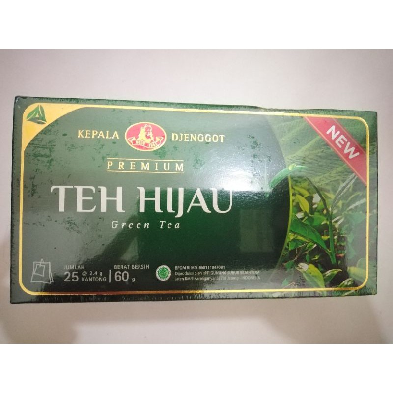 

KEPALA DJENGGOT PREMIUM TEH HIJAU Green Tea. JUMLAH 25 kantong @ 2.4 g (BERAT BERSIH 60 g)