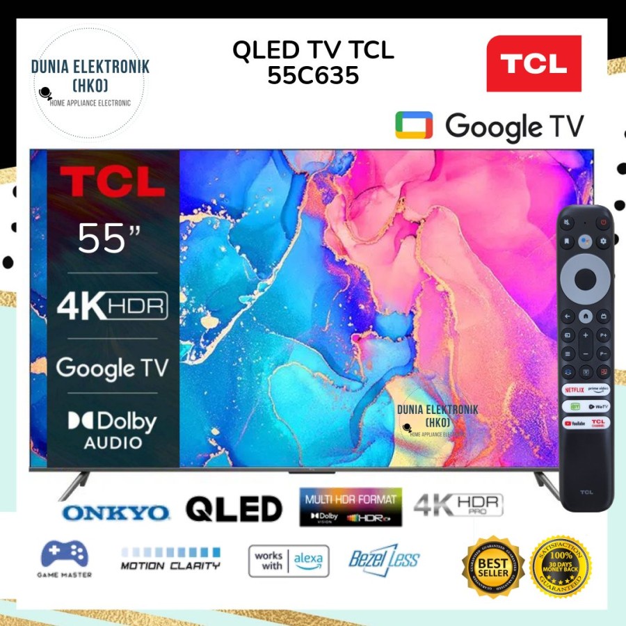 QLED TV TCL 55C635 C635 GOOGLE TV 55 INCH 55" SMART TV 55 INCH 4K UHD