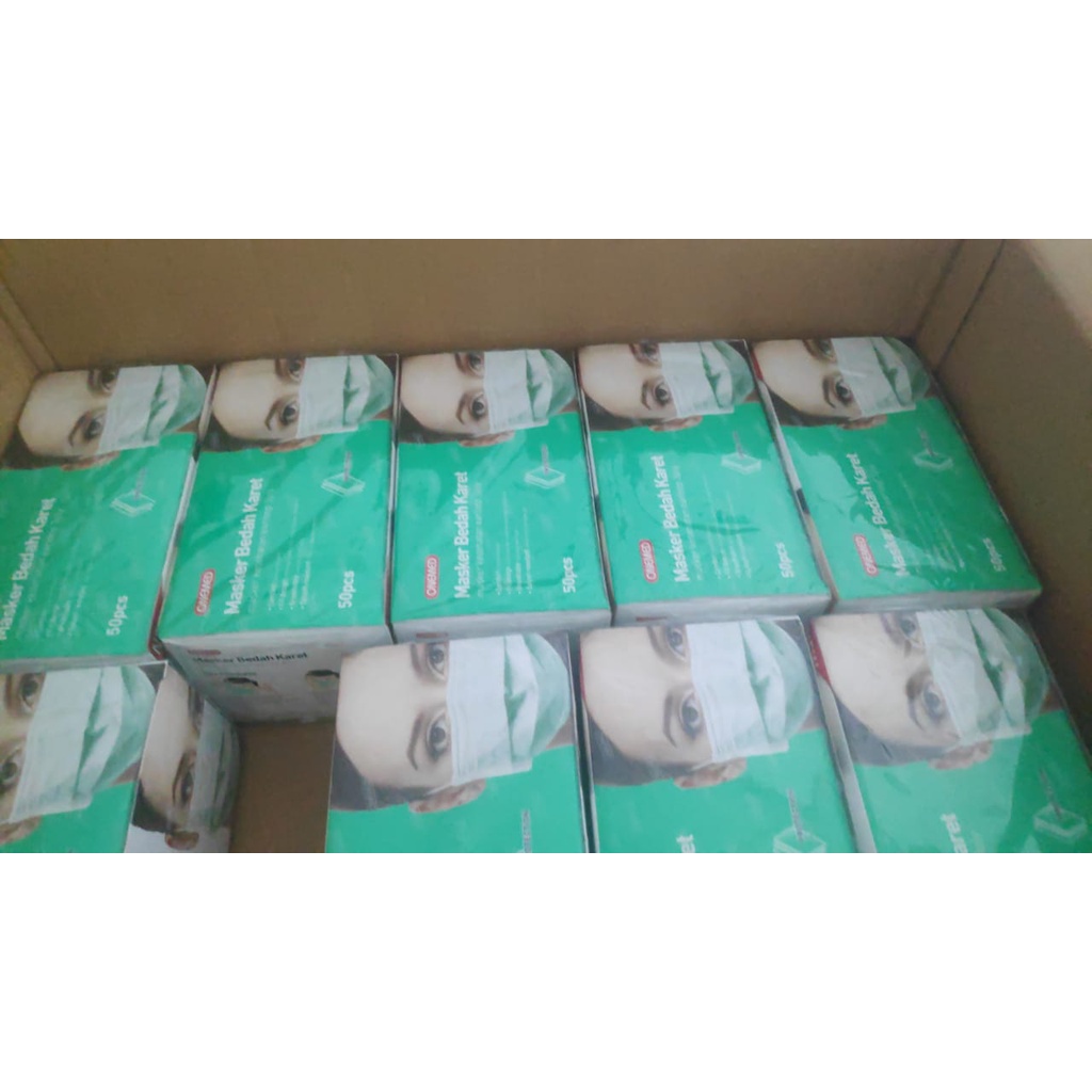 masker medis onemed hijau earloop 50pcs