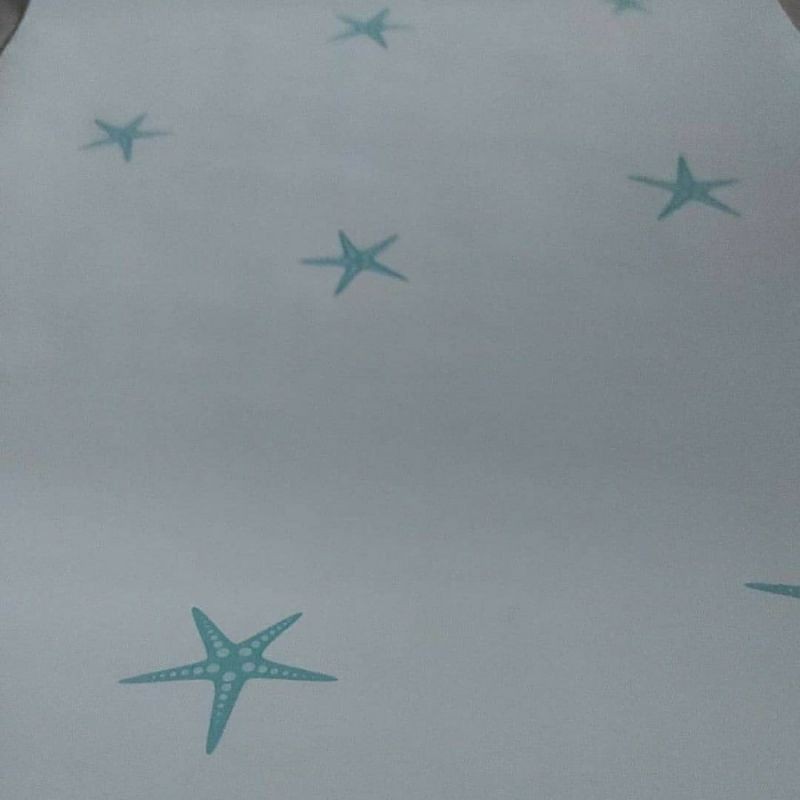 Wallpaper Dinding Motif Bintang Laut Dasar Biru 9sd10m x 45cm