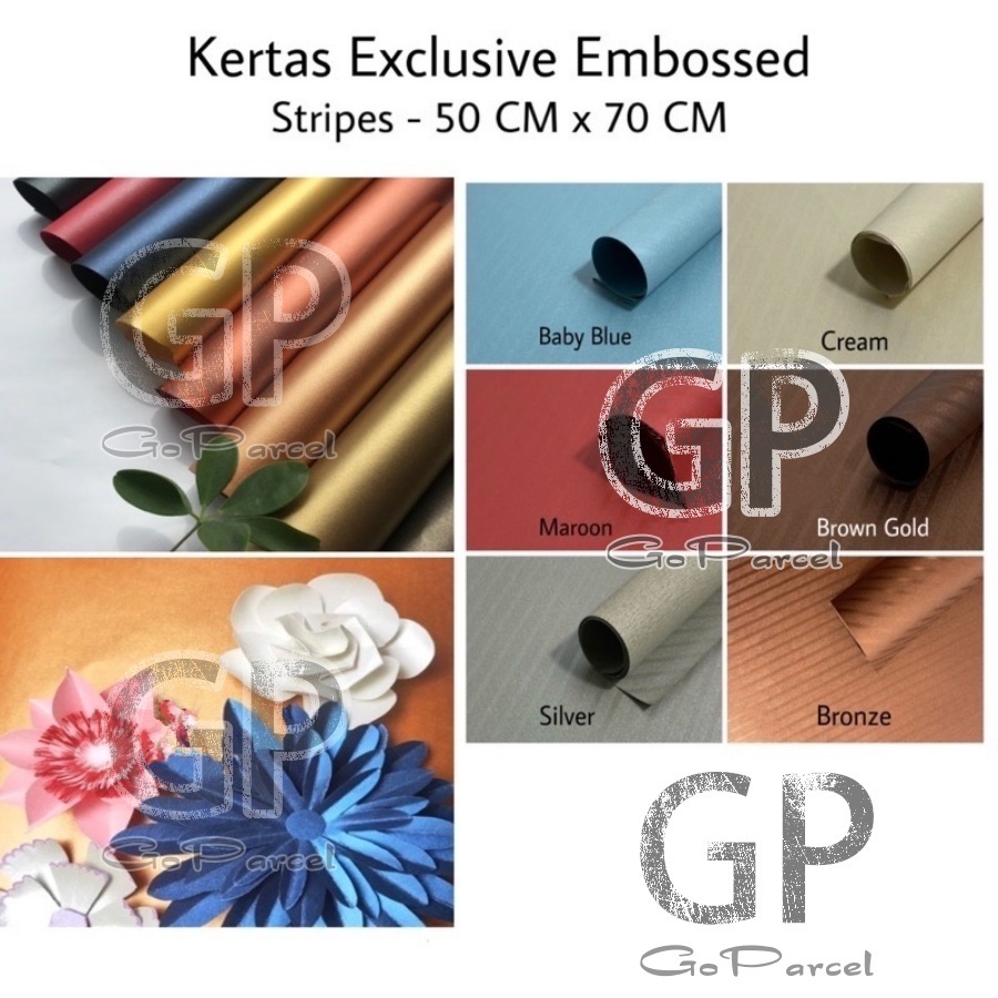 KERTAS EXCLUSIVE EMBOSSED STRIPES - KERTAS KADO EKLUSIF EMBOS PEARL PAPER - GIFT WRAPPING PAPER ELEGANT FANCY 3D TIMBUL