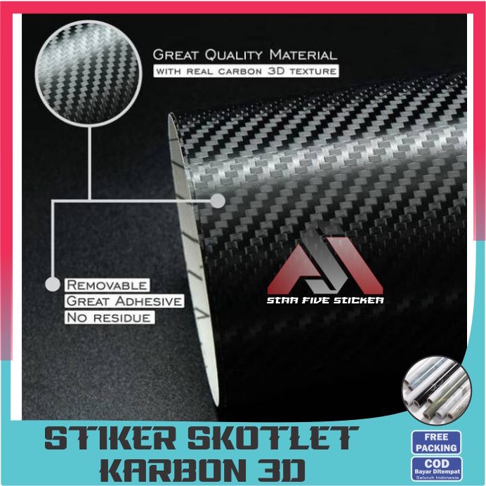 Stiker Karbon Skotlet Carbon 3d Hitam