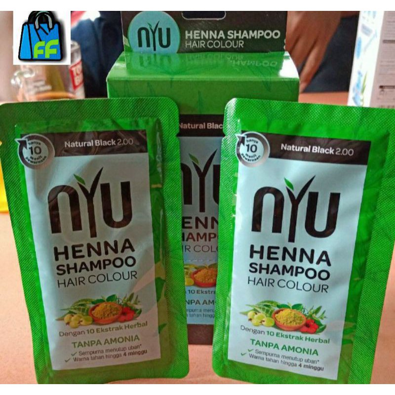 Nyu Henna Shampoo Pewarna Rambut Sachet Per box 4x20ml