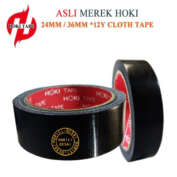 HOKI CLOTH TAPE 24MM*8Y 36MM*8Y ISOLASI WARNA HITAM LAKBAN PEREKAT SUPER MURAH /BAHAN TEBAL JILID LINEN