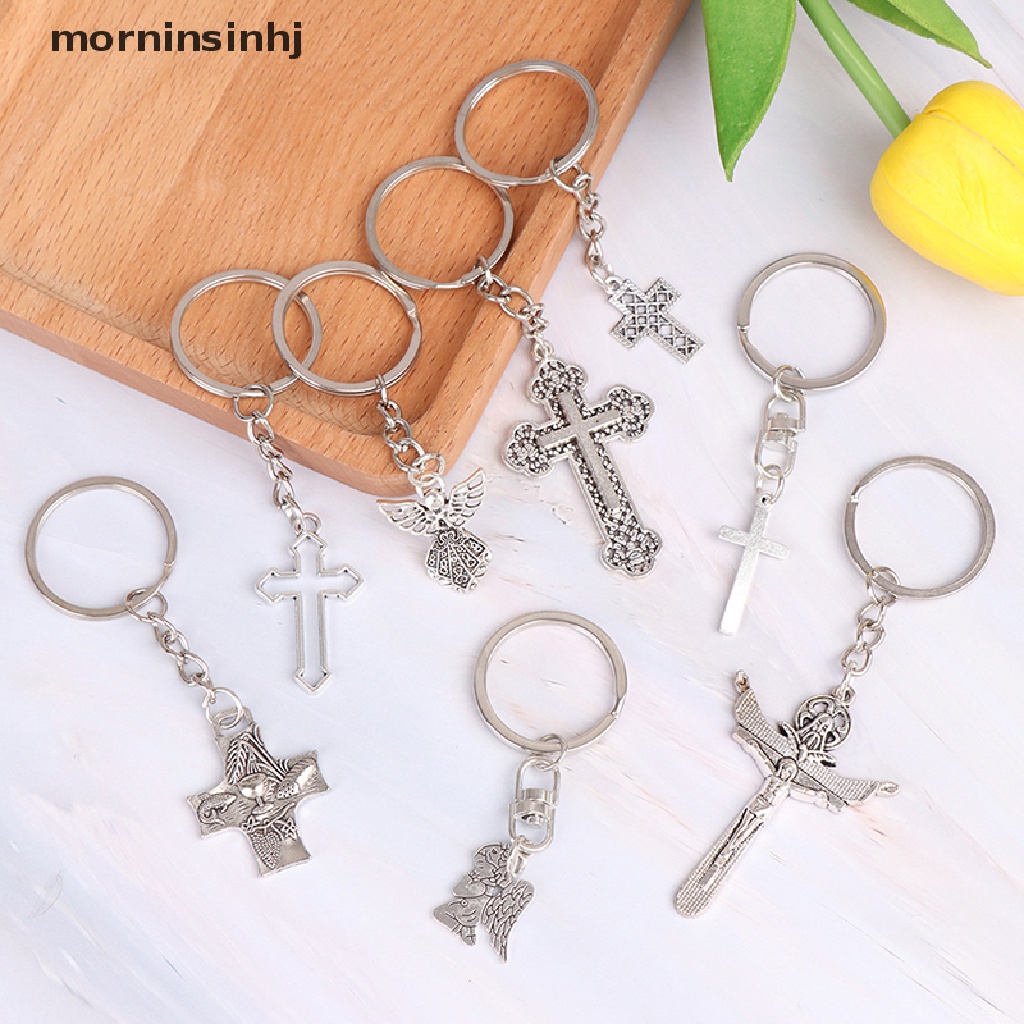 Mornin 1pc Kalung Rantai Dengan Liontin Salib Yesus Kristen