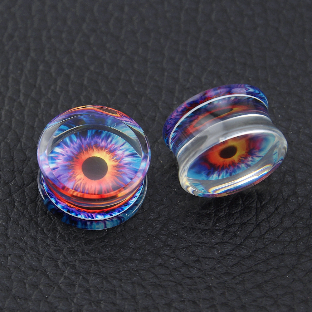 6-24mm Ear Gauges Acrylic Ear Plugs Tunnels Clear Ear Expanders Gauges Body Piercings Jewelry Purple Eyeball Design Earrings