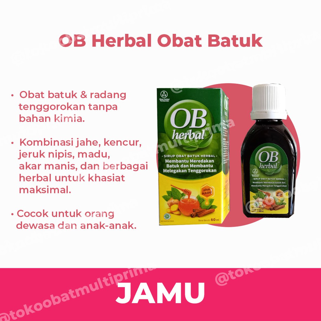 Ob Herbal Cough Syrup Sirup Obat Batuk Alami Madu Jahe Jeruk Nipis Non Alkohol Shopee Indonesia