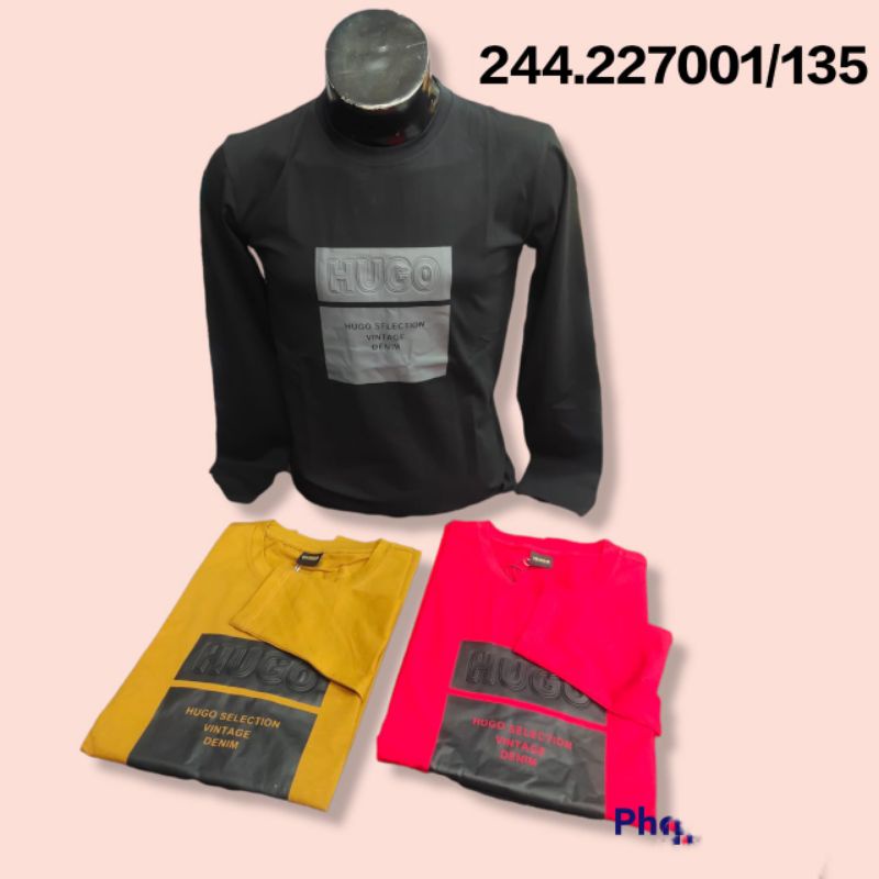 kaos hugo lengan panjang aneka corak dan warna