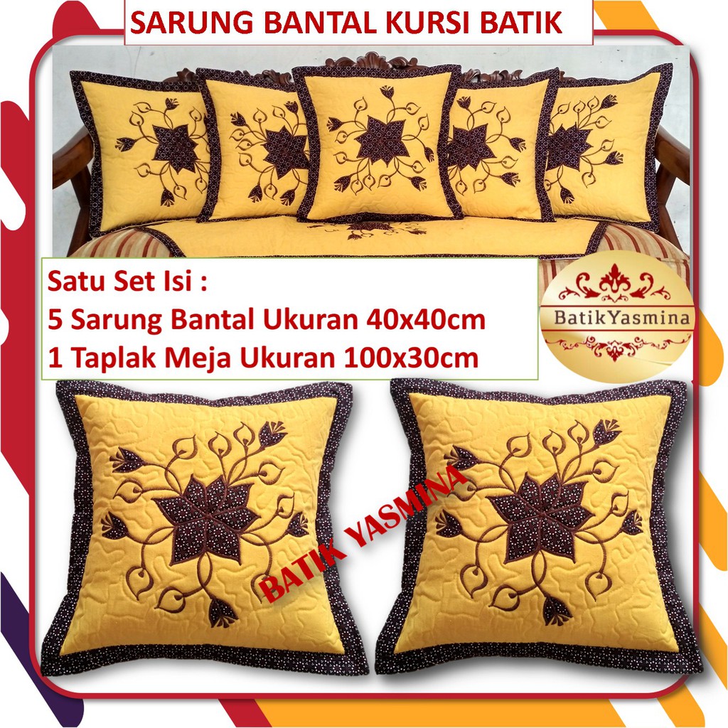 Sarung Bantal Kursi Batik Ukuran 40x40cm Motif Bordir Sarung Bantal Kursi Batik Ukuran 40x40cm Motif Bordir