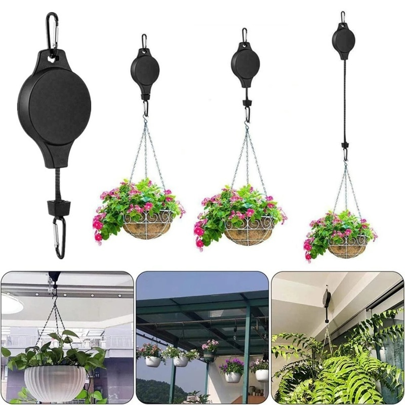 Pot Bunga / Tanaman Model Gantung Warna Hitam Untuk Balkon