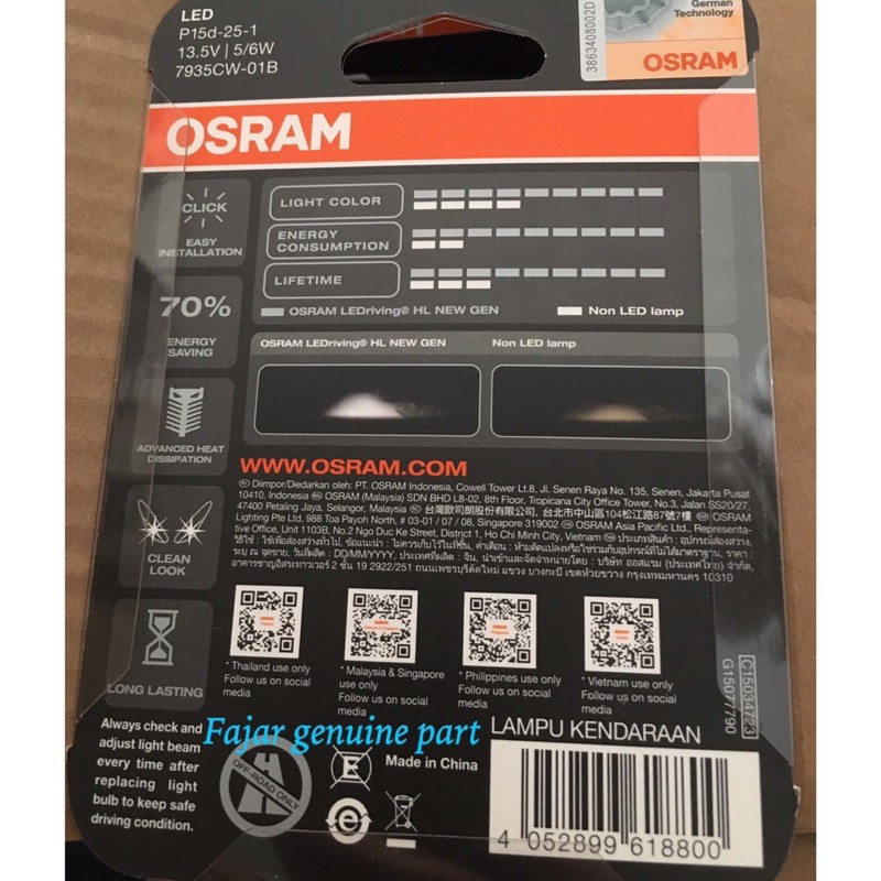 Lampu LED Osram putih T19 kaki 1 beat mio m3 vario arus AC/DC GERMAN technology-2