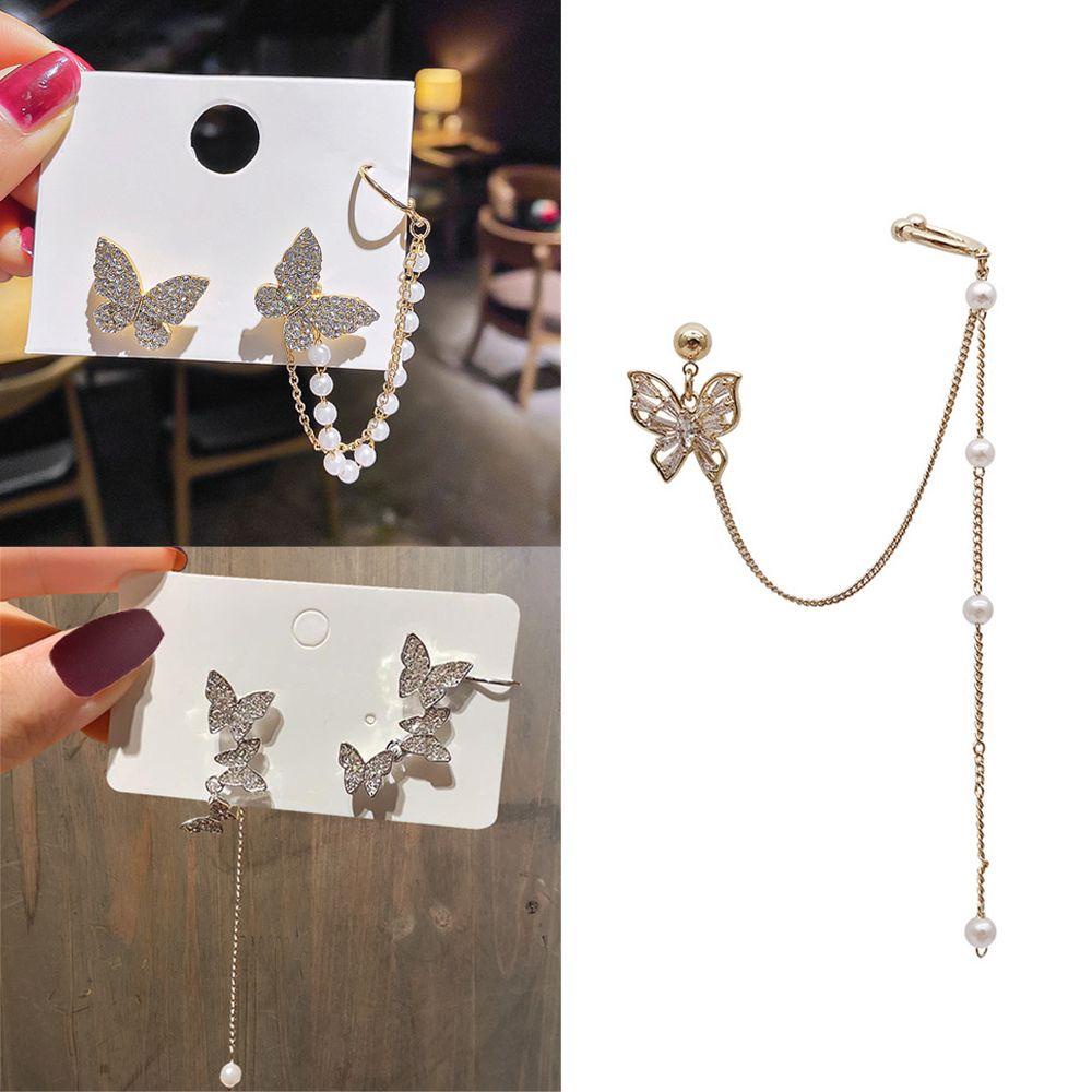 Lily Butterfly Klip Anting Fashion Hadiah Perhiasan Alloy Menjuntai Earrings