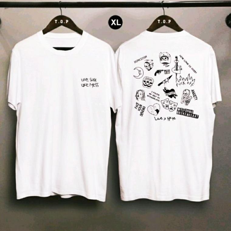 (COD)Kaos Love suck life mess / Baju Kaos Distro Pria Wanita putih. WnR Dijamin Baru