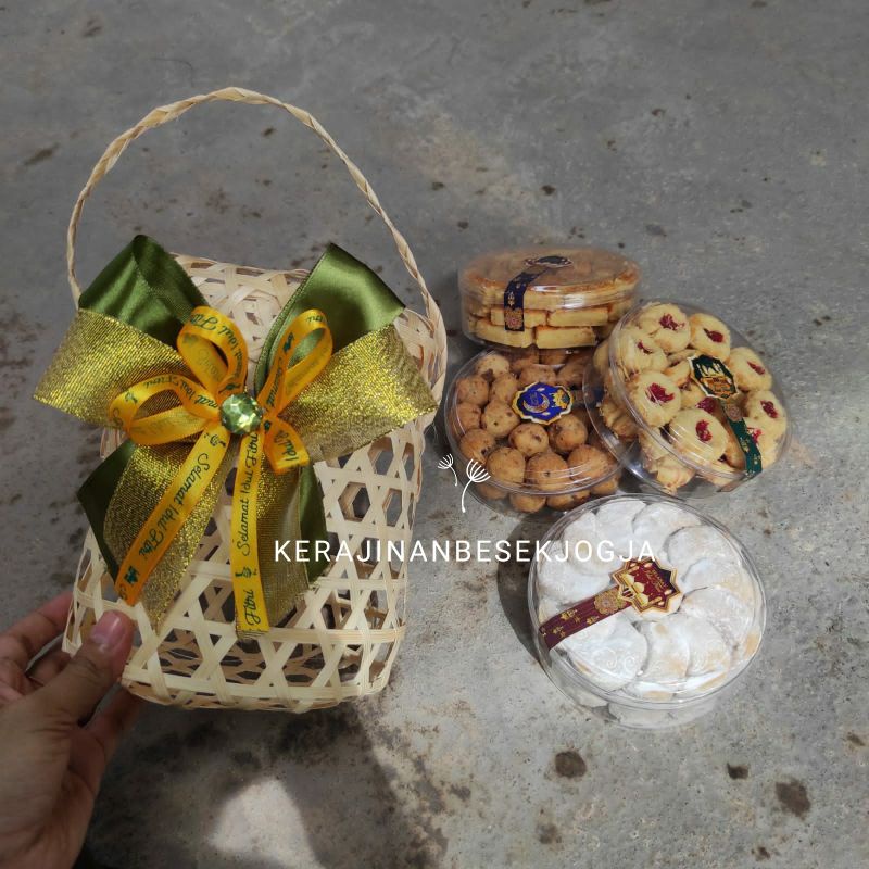 

SPESIAL LEBARAN | KLONGSONG NASTAR FREE PITA | hamper mini besek mini keranjang bambu keranjang kue keranjang anyam