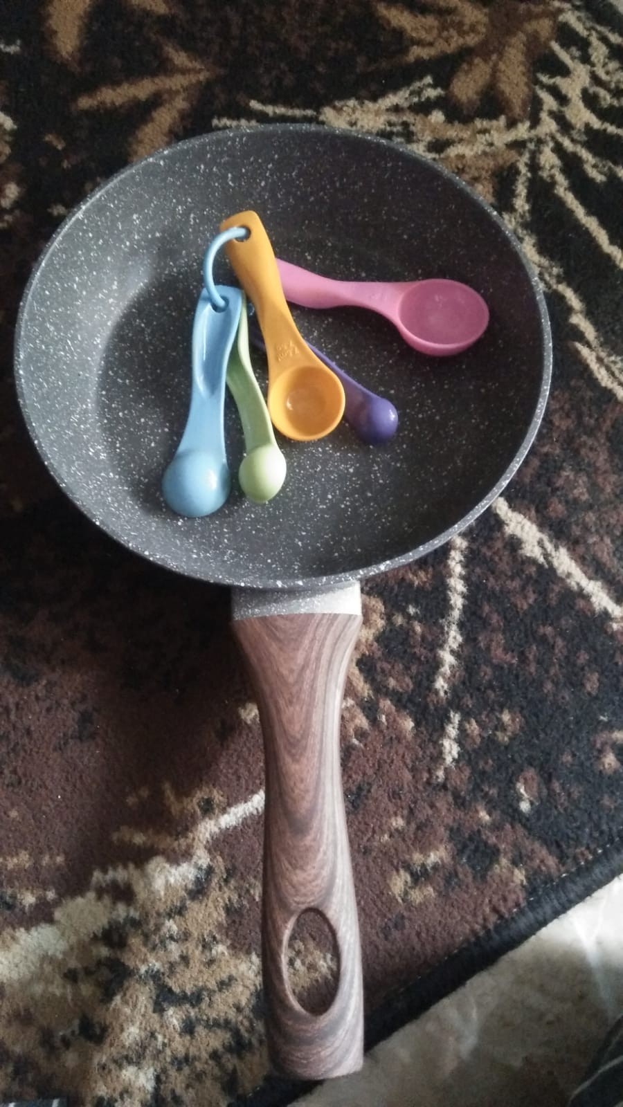 Cypruz Fry Pan Fry Wok Sauce Pan  Marble Coating Anti Lengket Keramik Gagang Kayu - Joukashop