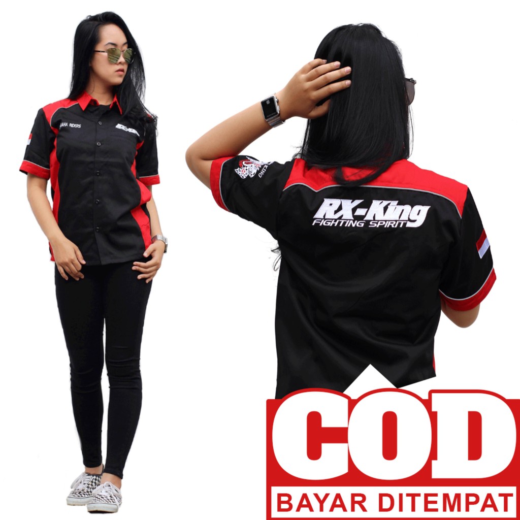 { COD } Kemeja Rx King Baju Bikers Rx King Pakaian Jupiter Mx Gratis Stiker Dan Gantungan Kunci
