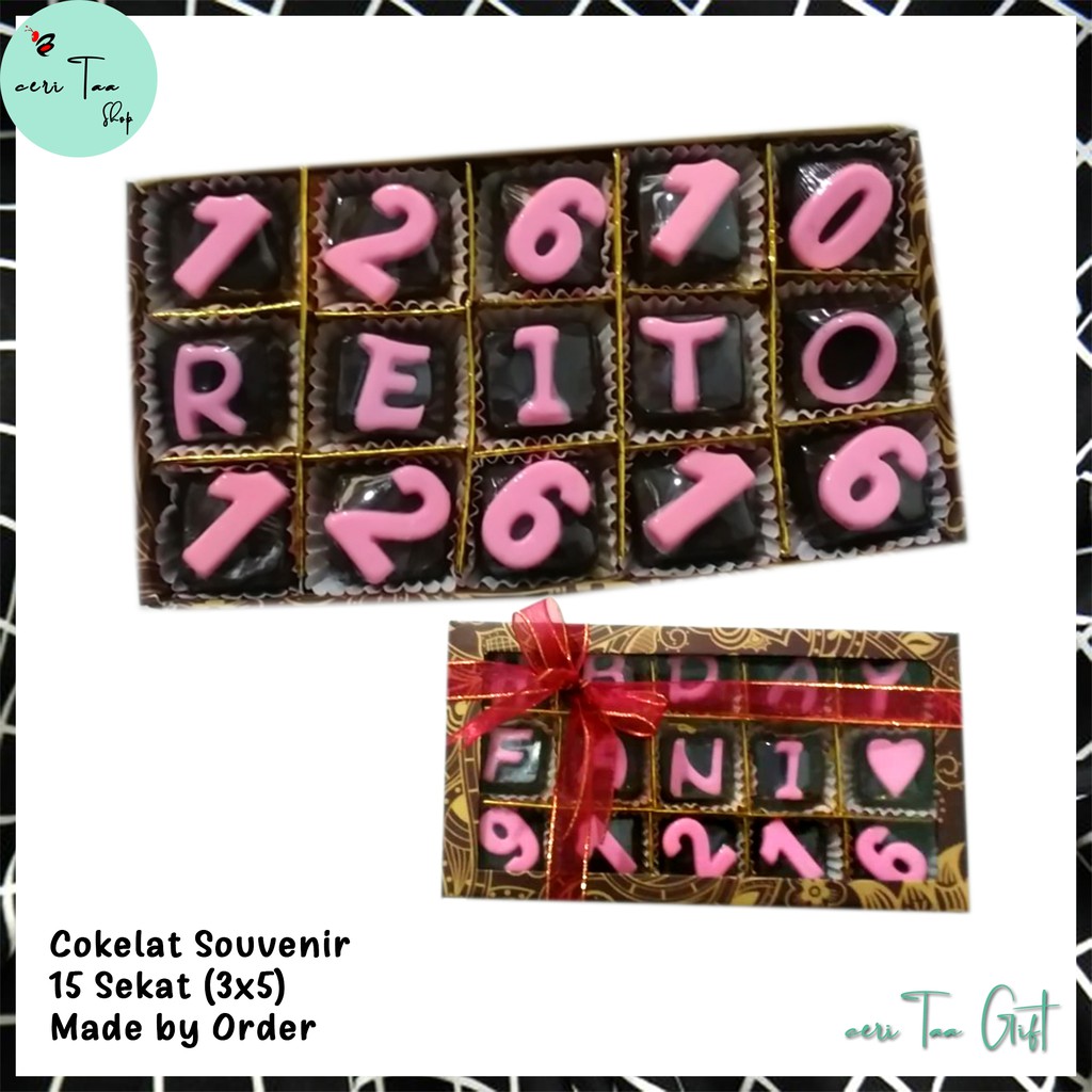 

Cokelat 15 Sekat 3x5 | Cokelat Souvenir | Cokelat Huruf | Cokelat Angka | Cokelat Bingkisan