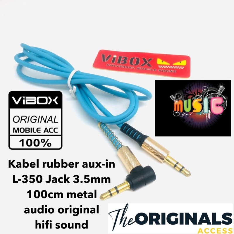 Kabel rubber aux-in  L-350 Jack 3.5mm 100cm metal  audio original  hifi sound  Promo Sen