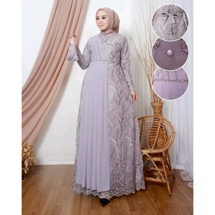 Gamis Wisuda Remaja Premium || Gamis Payet Slendang Terbaru 2022 || Gamis Seragam Pesta Mewah || [COD] Bayar di Tempat || Gamis Tille Premium Quality Product || Gamis Tille Kombinasi Cerutty Payet || Dress Kondangan