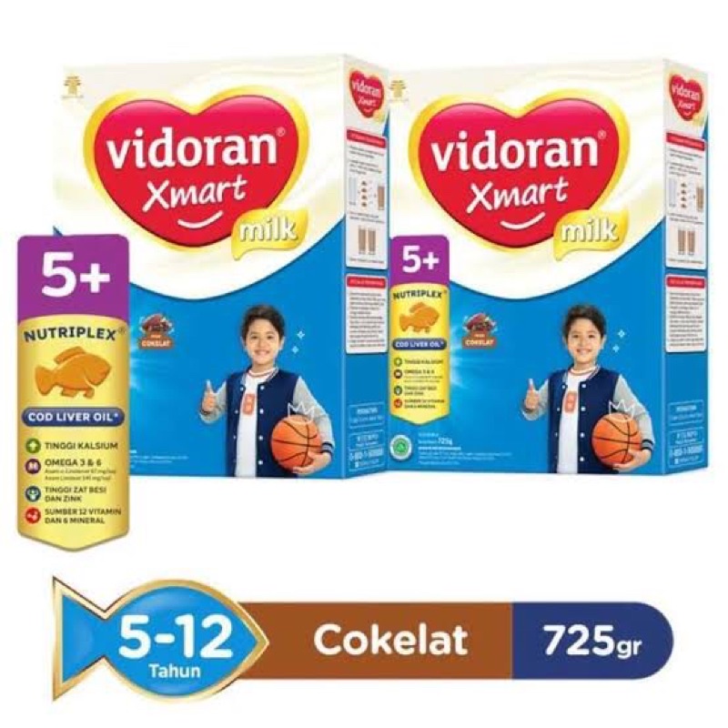 Vidoran Xmart Milk 5 Plus Rasa Coklat Susu Untuk 5-12tahun 725 gram 1 kotak