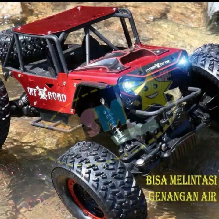 MOBIL REMOTE  RC JEEP BAN BESAR LAMPU LED METAL ALLOY 4WD