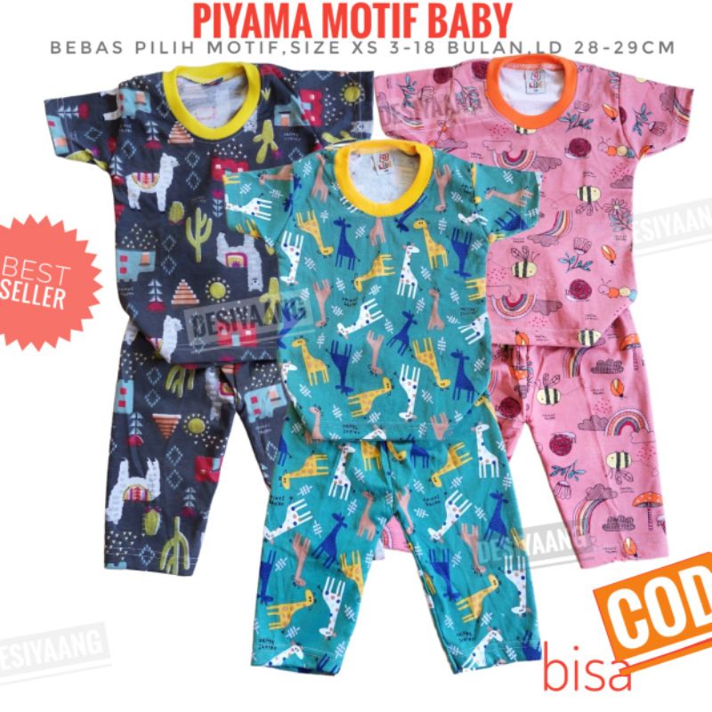 Piyama Anak Qkids Size Xs usia 1 tahun berat badan 5-10 kg