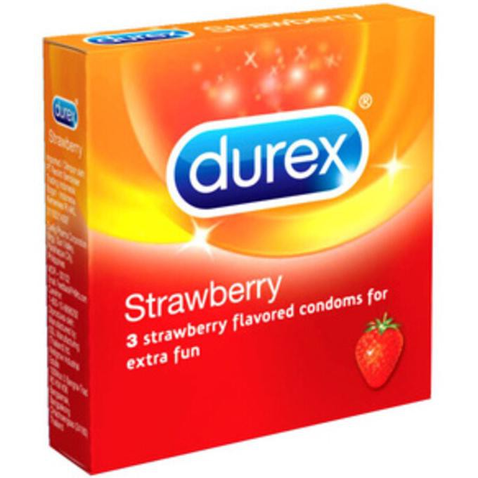 Terpercaya-Sale-Terlaris-276K76- Kondom Durex Strawberry Isi 3Pcs Condom Kontrasepsi
