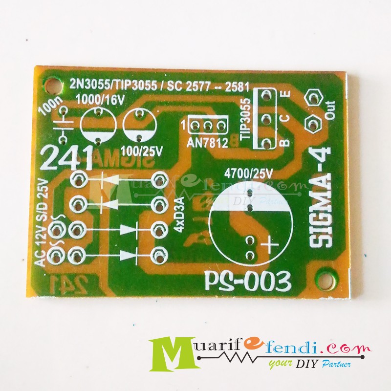 PCB Stabilizer Tegangan Power Supply NON CT Menggunakan IC reg 78 dan