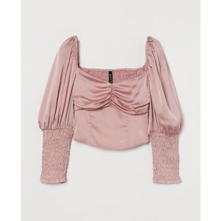 hm blouse puff pink
