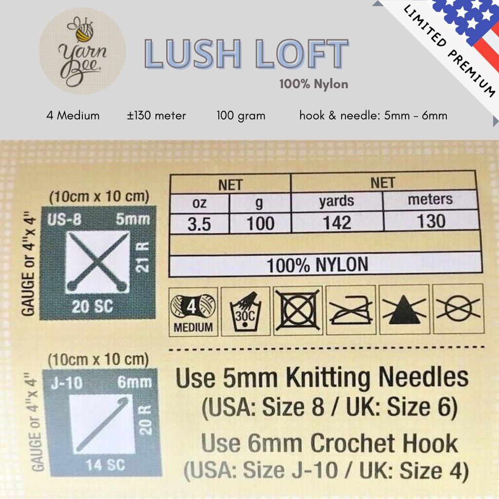 LIMITED USA - YARN BEE LUSH LOFT - BENANG BULU HALUS LEMBUT - PREMIUM SOFT CROCHET KNITTING YARN