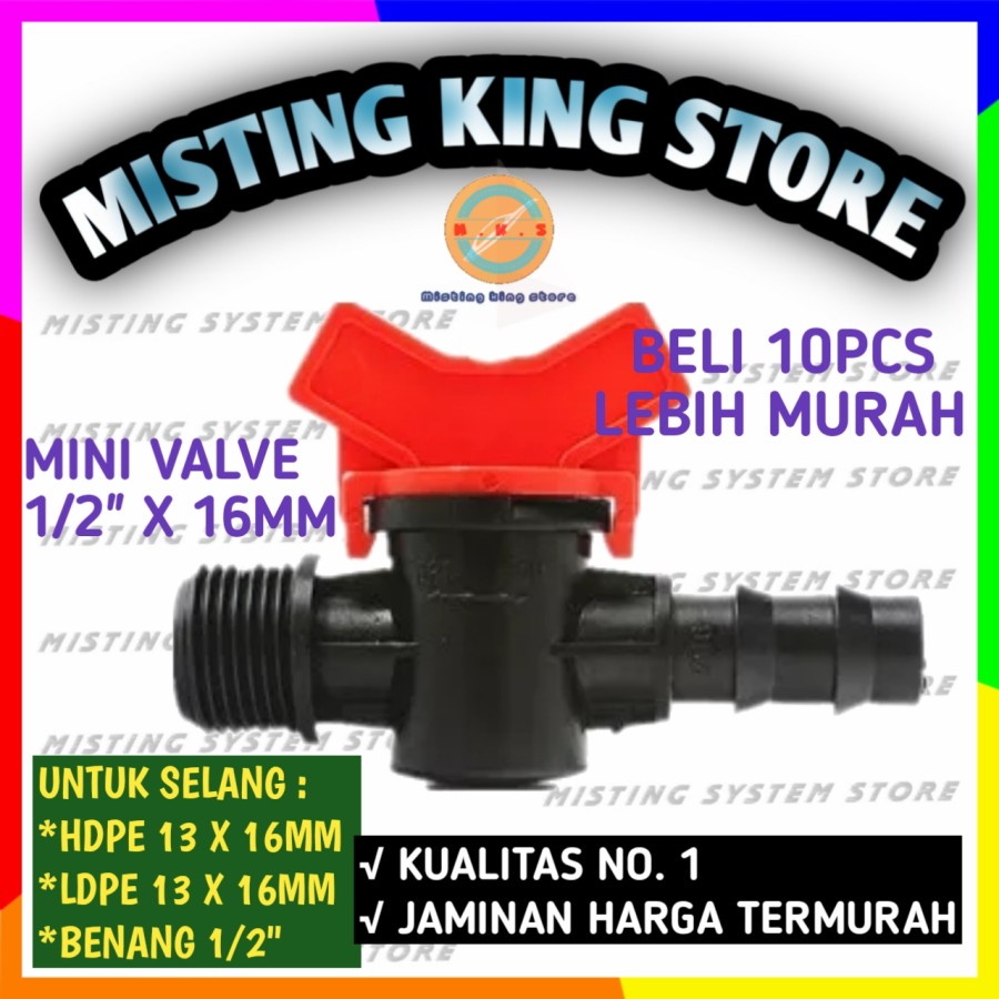 CHECK VALVE MINI 1/2 X 16MM MALE DRAT LUAR STOP KERAN AIR SELANG PE 13 X 16 MM (1/2&quot;)