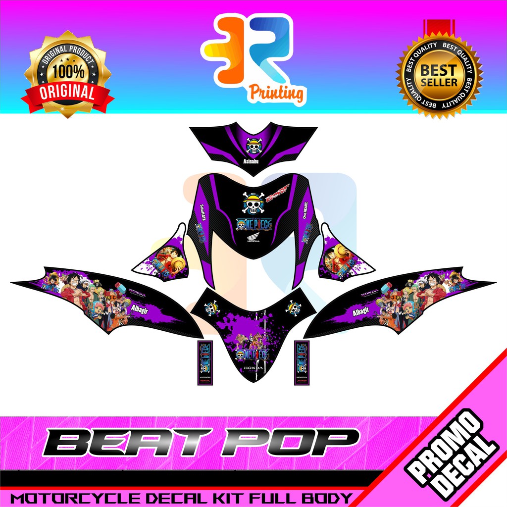 STIKER DECAL STRIPING MOTOR BEAT POP ONE PIECE STICKER LOGO EMBLEM FULL BODY