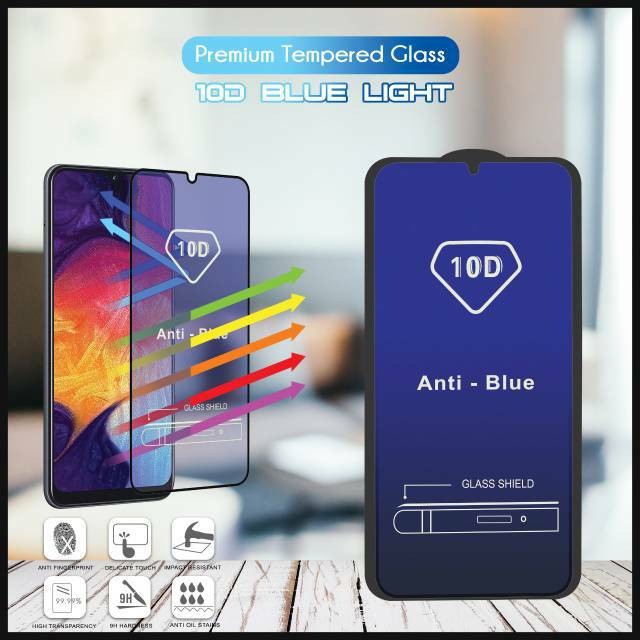 KOREAN Anti Blue Ray 10D Tempered Glass Samsung M10 M105F 6.22 inchi FULL SCREEN FULL GLUE Eye Prote