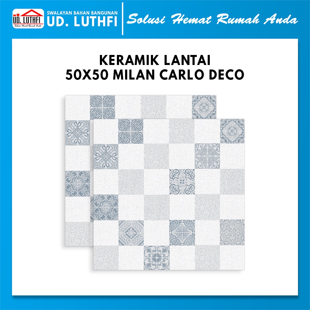 Keramik Lantai / DInding 50x50 Milan Carlo Deco Grey B