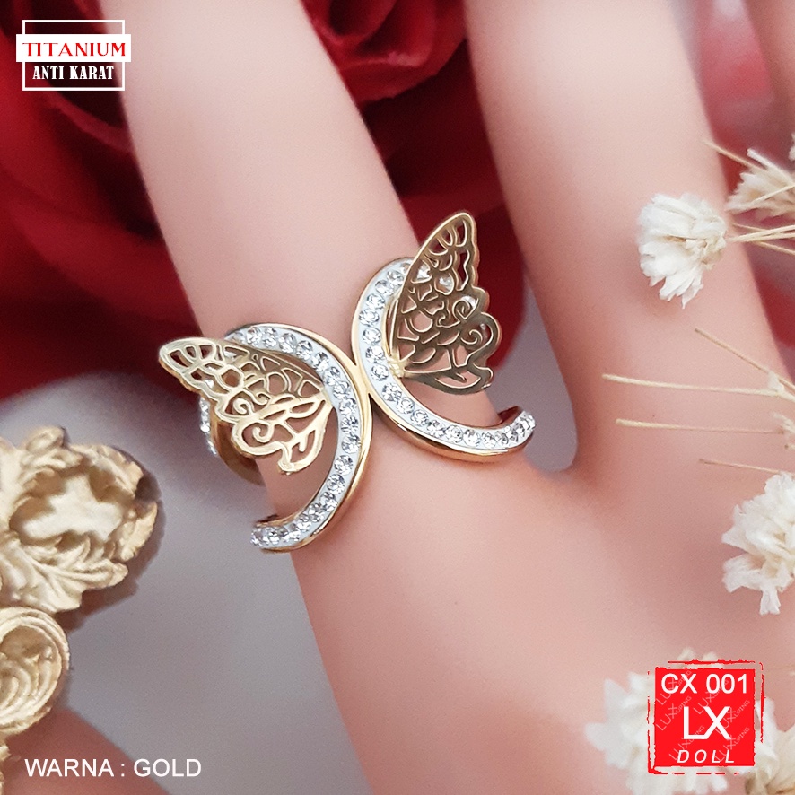 CX 001 Cincin Titanium Mewah Cincin Angel Sayap Malaikat Cincin Kado Stainless Anti Karat Cincin Unik Cincin Punk Fashion Korea  Ring Fairy Tale Accessories Luxx Xuping