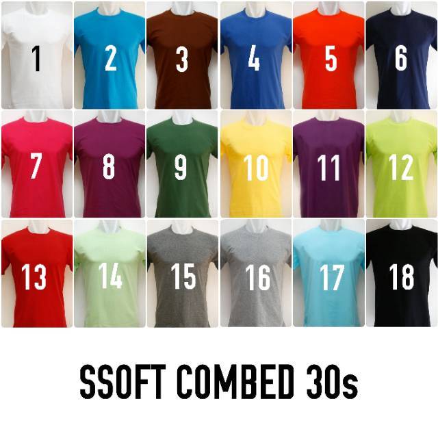 Kaos Polos / Kaos Oblong / Atasan / Kaos Murah SOFT COMBED 30s (M L XL XXL) Warna / Bahan Premium