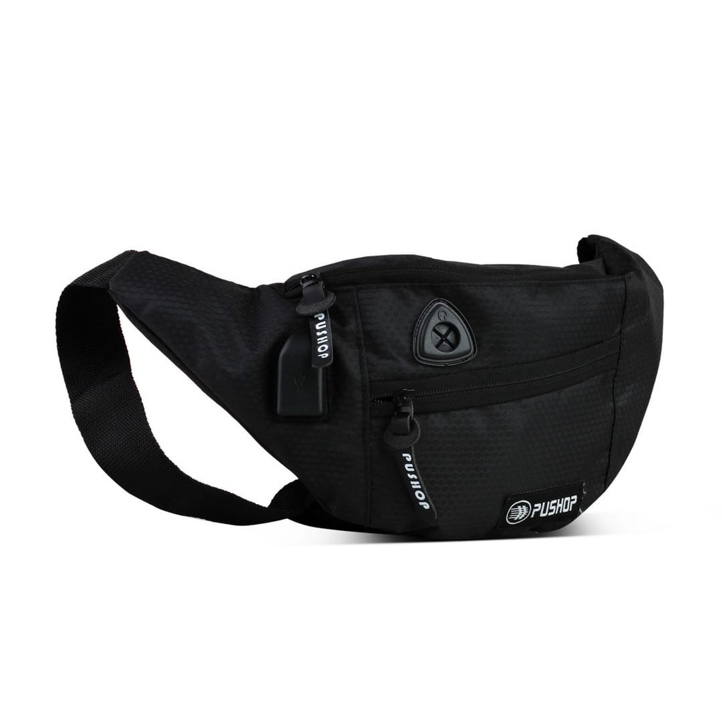 WaistBag Rijivk  USB Waterproof Premium Murah Berkualitas PUSHOP AUTHENTIC