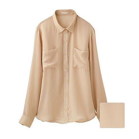 ♢⋆Terlaku. [7warna] GU by UNIQLO Two Pocket Shirt - Kemeja Polos Wanita Lengan Panjang Branded Orig