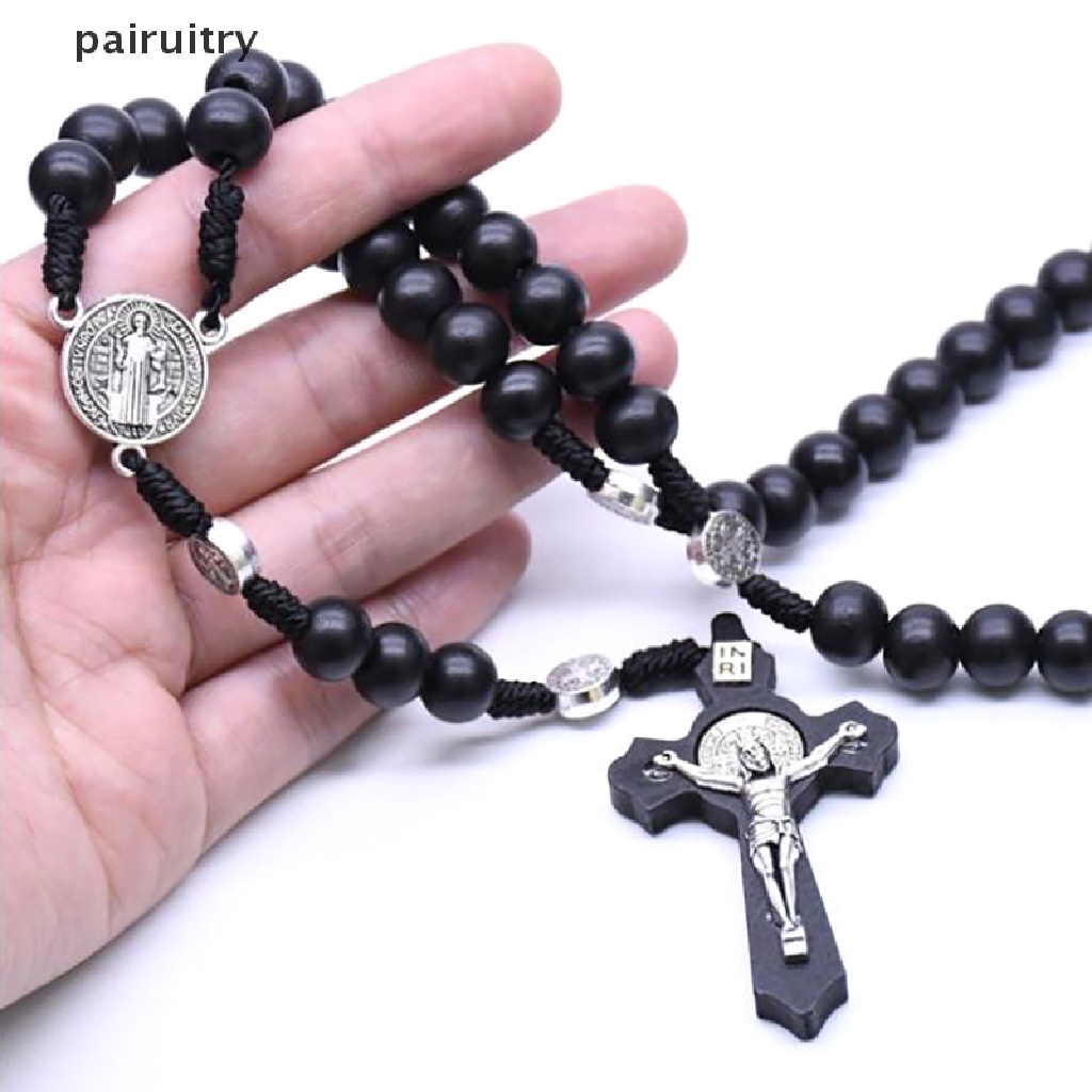 Prt Kalung Rosario Desain Manikmaniksalib Yesus Warna Hitam Gaya Antik Untuk Priawanita