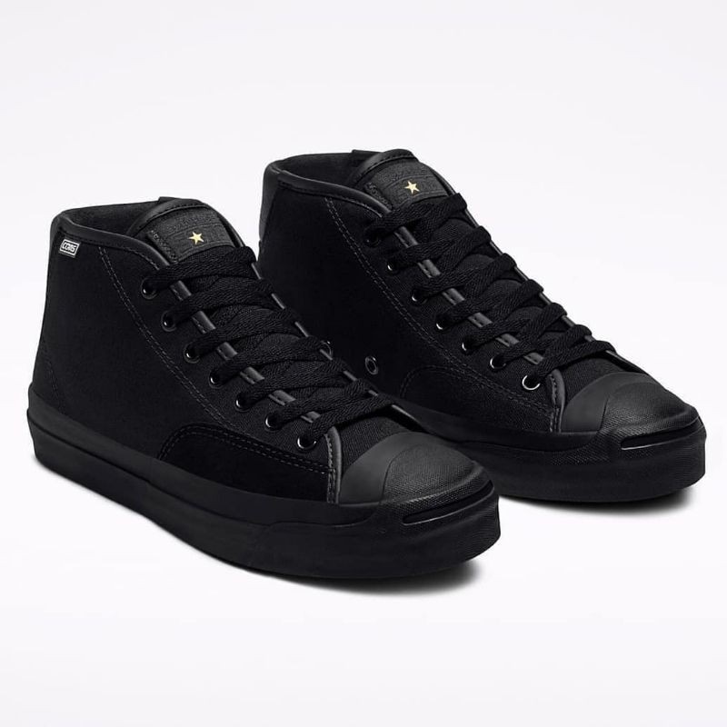 PROMO SEPATU CONVERSE JACK PURCELL MID PRO FULL BLACK ORIGINAL