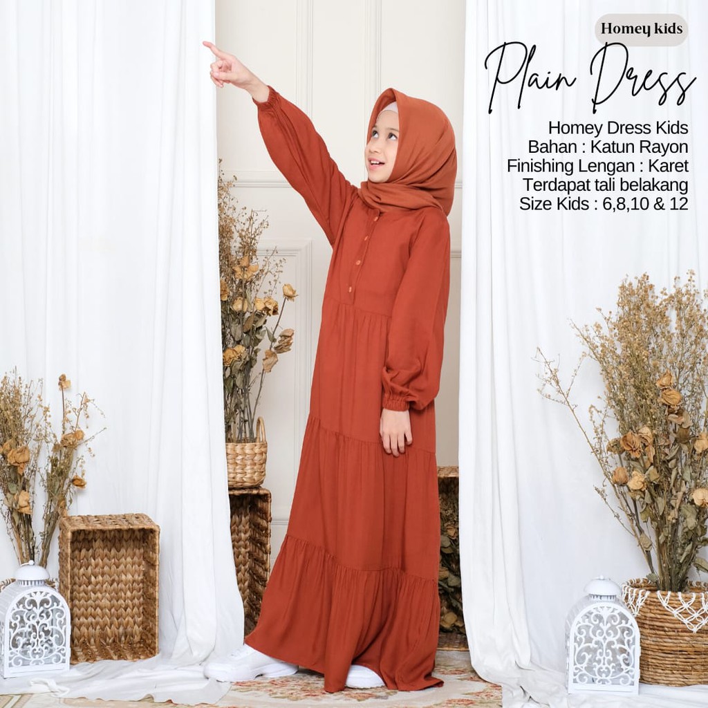 New-Gamis Anak/Homey Dress Anak-Homey Dress Polos-Bahan Katun Rayon Premium-Busana Muslim Anak murah