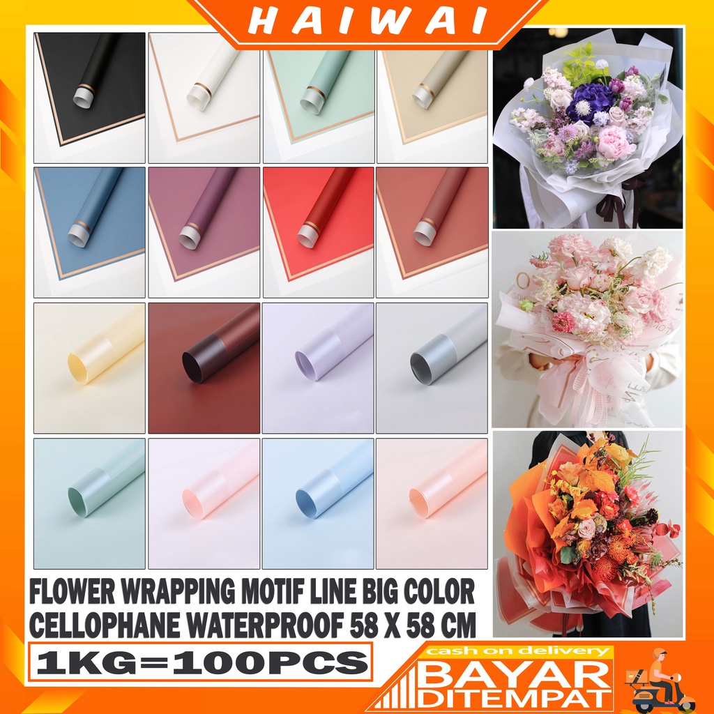 

HaiWai COD Flower Wrapping Motif Line Gold Waterproof Kertas Buket Pembungkus Bunga / Kertas Bunga / Kertas Kado KB23 / KB27