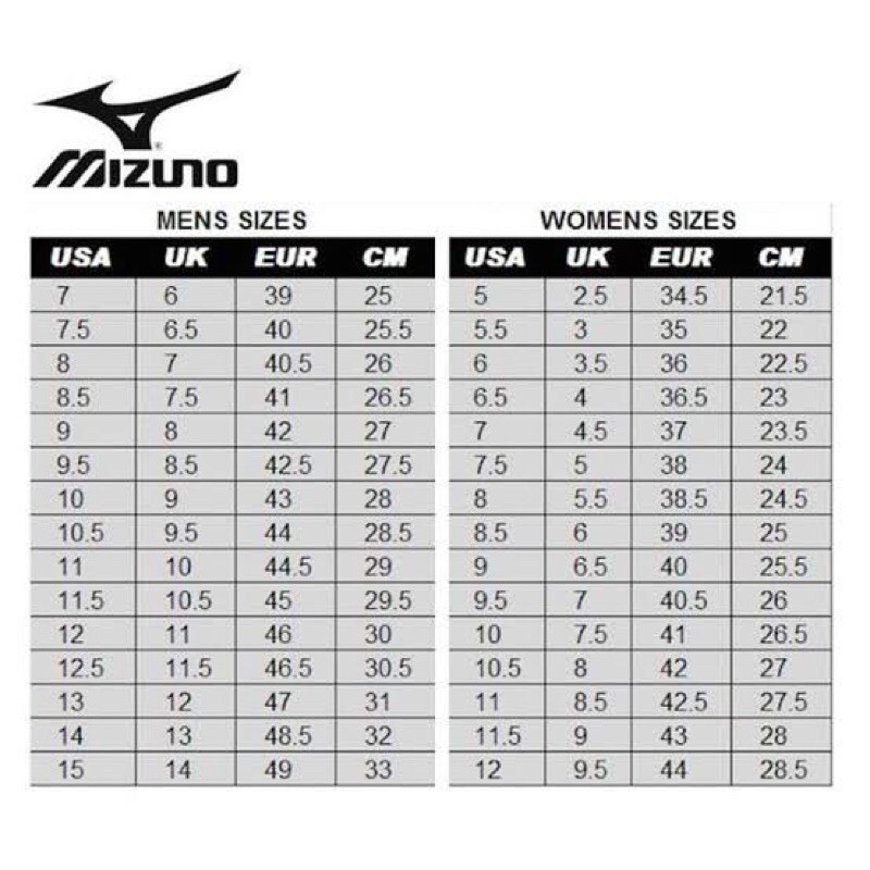 Mizuno Footwear Size Chart atelieryuwa.ciao.jp