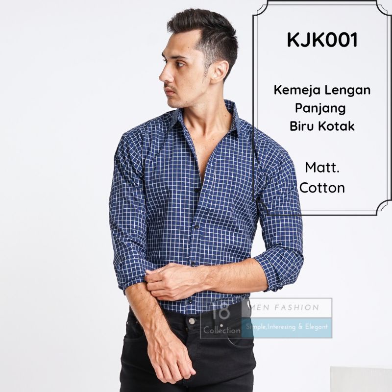 [Best Seller] Kemeja Lengan Panjang Pria Kotak Kecil Slimfit