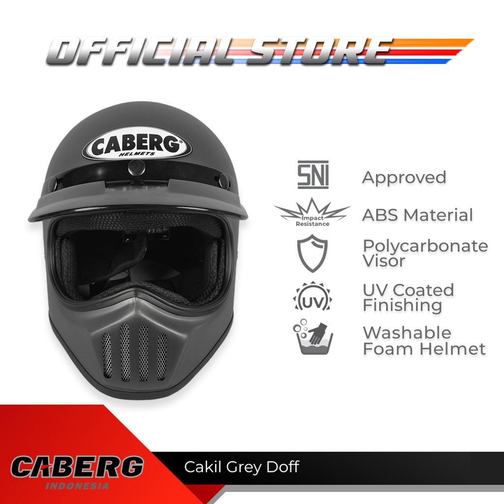 Caberg Helm Cakil Solid Grey Doft Full Face