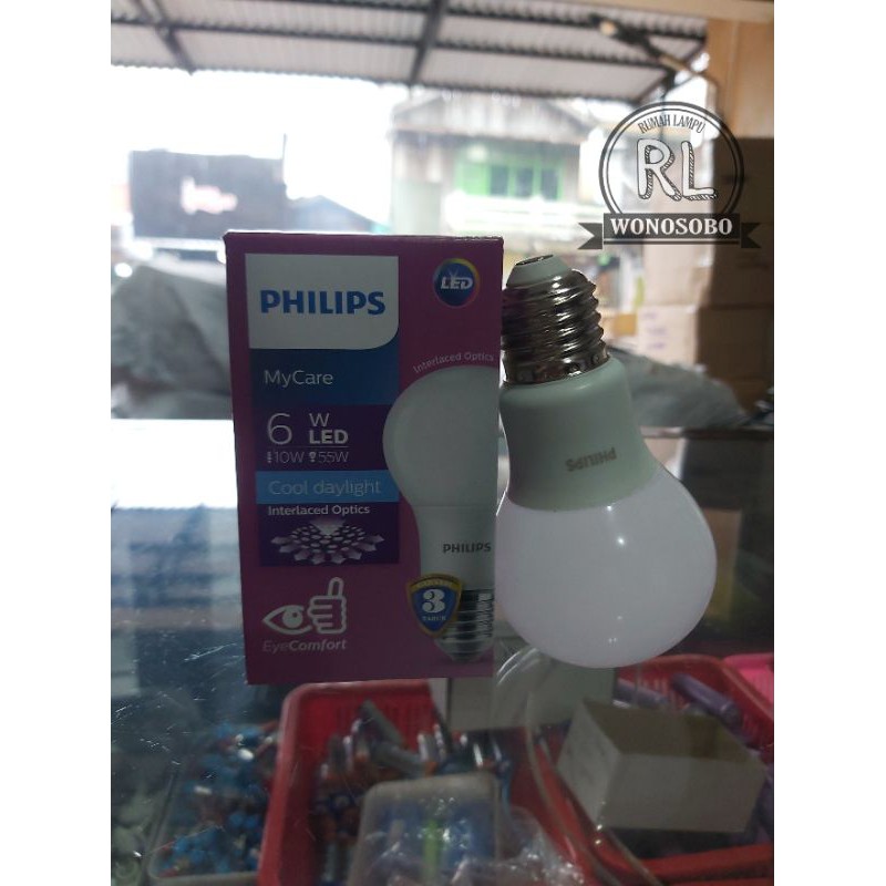 Lampu bohlam led Philips 6 watt putih