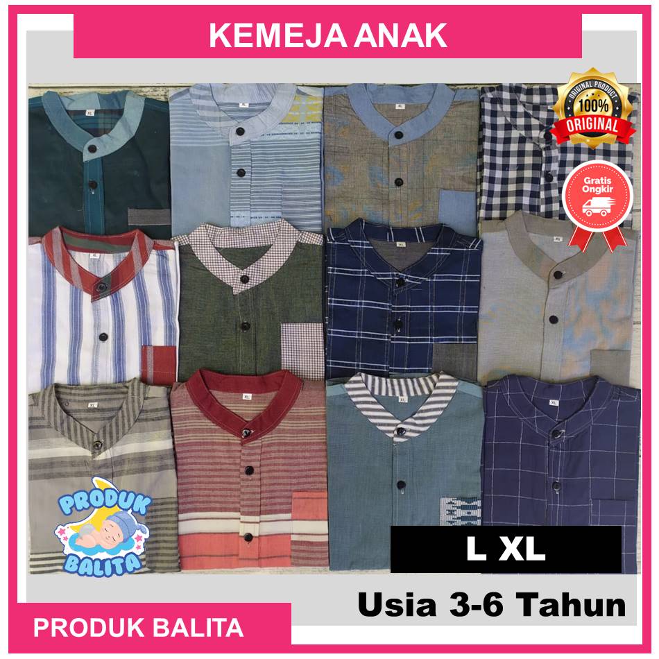 Kemeja Anak Cowok Lengan Pendek Baju Atasan Anak Laki-laki Kemeja Motif Usia 3-7 Tahun Termurah