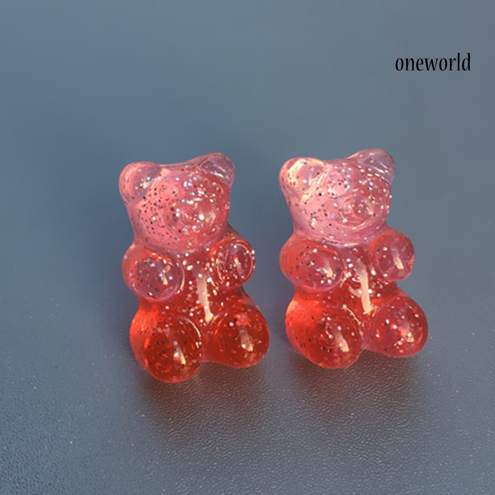 OW# Fashion Women Candy Color Cartoon Gummy Bear Ear Stud Earrings Jewelry Gift