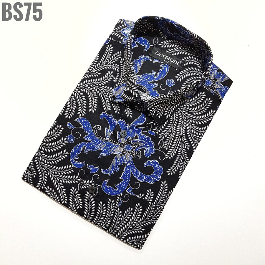 Kemeja Batik Pria Lengan Pendek BS75 Katun Motif Modern Dixmont Semi Slimfit